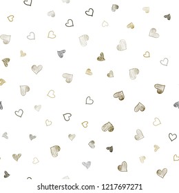 Dark Green, Yellow vector seamless cover with Shining hearts. Decorative shining illustration with hearts on abstract template. Beautiful design for your business advert of anniversary.