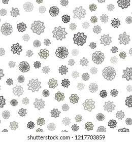 Dark Green, Yellow vector seamless template with ice snowflakes. Snow on blurred abstract background with gradient. Pattern for design of fabric, wallpapers.