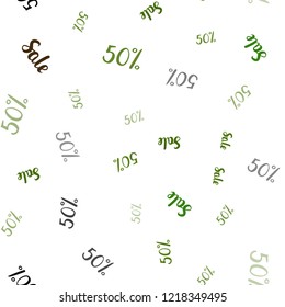 Dark Green, Yellow vector seamless template with 50% selling. Colorful set of  percentage signs in simple style. Pattern for ads, posters, banners of sales.