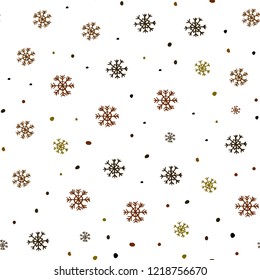 Dark Green, Yellow vector seamless cover with beautiful snowflakes. Shining colorful illustration with snow in christmas style. Trendy design for wallpaper, fabric makers.