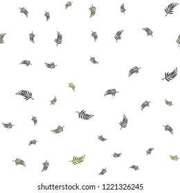 Dark Green, Yellow vector seamless doodle backdrop with leaves. leaves on elegant natural pattern with gradient. Pattern for design of window blinds, curtains.