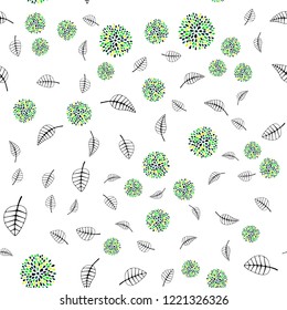 Dark Green, Yellow vector seamless doodle background with leaves, flowers. Shining colorful illustration with leaves, flowers. Pattern for trendy fabric, wallpapers.