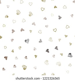 Dark Green, Yellow vector seamless texture with lovely hearts. Decorative shining illustration with hearts on abstract template. Template for Valentine's greeting postcards.