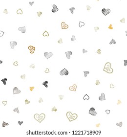 Dark Green, Yellow vector seamless template with doodle hearts. Decorative shining illustration with hearts on abstract template. Design for ad, poster, banner of Valentine Day.