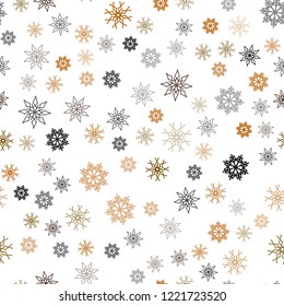 Dark Green, Yellow vector seamless texture with colored snowflakes. Snow on blurred abstract background with gradient. Pattern for design of window blinds, curtains.