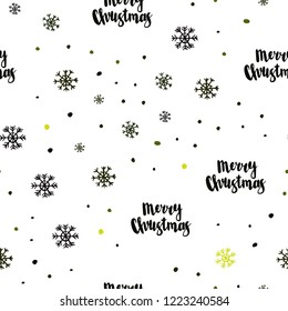 Dark Green, Yellow vector seamless cover with beautiful snowflakes. Colorful snowflakes with gradient on abstract background. Pattern for design of fabric, wallpapers.