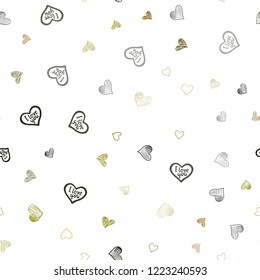 Dark Green, Yellow vector seamless layout with sweet hearts. Glitter abstract illustration with colorful hearts in romantic style. Beautiful design for your business advert of anniversary.