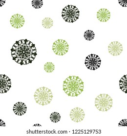 Dark Green, Yellow vector seamless template with ice snowflakes. Shining colored illustration with snow in christmas style. Pattern for design of window blinds, curtains.