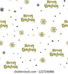 Dark Green, Yellow vector seamless background with xmas snowflakes. Modern geometrical abstract illustration with snowflakes. Pattern for design of window blinds, curtains.