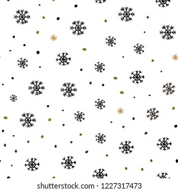 Dark Green, Yellow vector seamless template with ice snowflakes. Glitter abstract illustration with crystals of ice. Pattern for design of fabric, wallpapers.