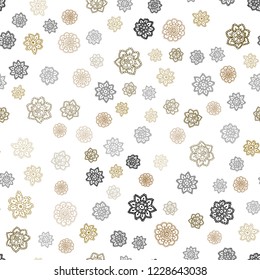 Dark Green, Yellow vector seamless cover with beautiful snowflakes. Modern geometrical abstract illustration with crystals of ice. Trendy design for wallpaper, fabric makers.