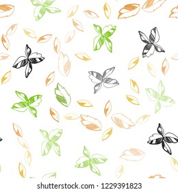 Dark Green, Yellow vector seamless doodle texture with leaves. Modern geometrical abstract illustration with leaves. Template for business cards, websites.