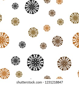 Dark Green, Yellow vector seamless layout with bright snowflakes. Blurred decorative design in xmas style with snow. Trendy design for wallpaper, fabric makers.