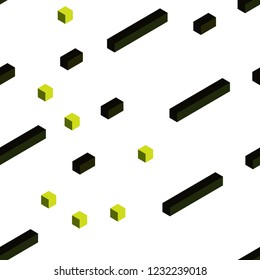 Dark Green, Yellow vector seamless, isometric background with rectangles. Abstract gradient illustration with rectangles. Pattern for design of fabric, wallpapers.