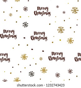 Dark Green, Yellow vector seamless cover with beautiful snowflakes. Shining colorful illustration with snow in christmas style. Pattern for design of window blinds, curtains.