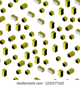 Dark Green, Yellow vector seamless, isometric cover in polygonal style. Beautiful illustration with rectangles and squares. Design for wallpaper, fabric makers.