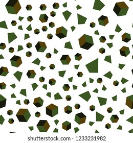 Dark Green, Yellow vector seamless, isometric texture with poly style with cubes. Decorative design in abstract style with lines, cubes. Pattern for design of fabric, wallpapers.