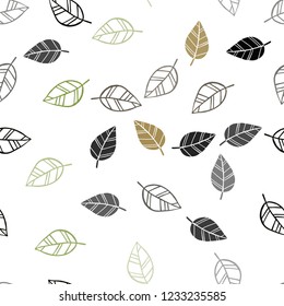 Dark Green, Yellow vector seamless doodle pattern with leaves. An elegant bright illustration with leaves in Natural style. Template for business cards, websites.
