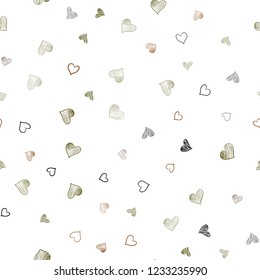 Dark Green, Yellow vector seamless cover with Shining hearts. Beautiful colored illustration with hearts in celebration style. Pattern can be used for valentine's ad, booklets.