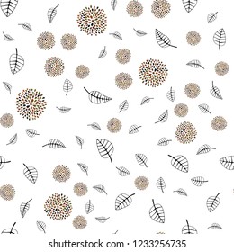 Dark Green, Yellow vector seamless elegant wallpaper with leaves, flowers. Abstract illustration with leaves, flowers in doodles style. Trendy design for wallpaper, fabric makers.
