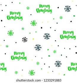 Dark Green, Yellow vector seamless texture with colored snowflakes. Modern geometrical abstract illustration with snowflakes. Template for business cards, websites.