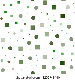 Dark Green, Yellow vector seamless template with spots, rectangles. Abstract illustration with colorful circles, rectangles. Design for textile, fabric, wallpapers.