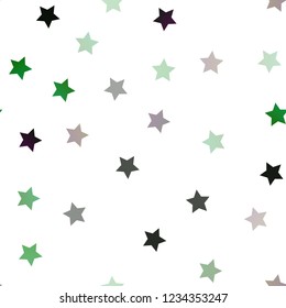 Dark Green, Yellow vector seamless cover with small and big stars. Stars on blurred abstract background with gradient. Best design for your ad, poster, banner.