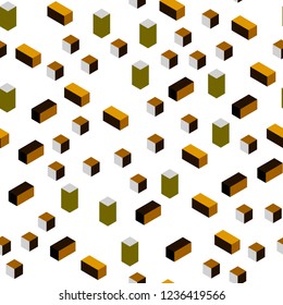 Dark Green, Yellow vector seamless, isometric backdrop with rhombus. Decorative design in abstract style with rectangles. Design for textile, fabric, wallpapers.