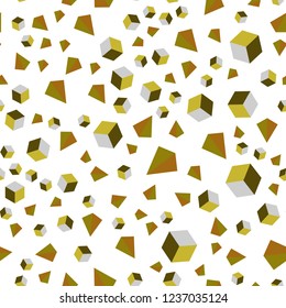 Dark Green, Yellow vector seamless, isometric pattern with polygonal style with cubes. Illustration with set of colorful triangles, squares. Pattern for design of fabric, wallpapers.