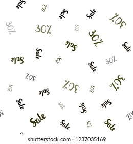 Dark Green, Yellow vector seamless cover with symbols of 30 % sales. Illustration with signs of sales on abstract template. Backdrop for super sales on Black Friday.