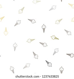 Dark Green, Yellow vector seamless template with tasty ice-cream. Glitter abstract sketch with ice-cream cones. Pattern for ads of breakfast, lunch, dinner.