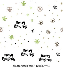 Dark Green, Yellow vector seamless layout with bright snowflakes. Shining colorful illustration with snow in christmas style. Template for business cards, websites.