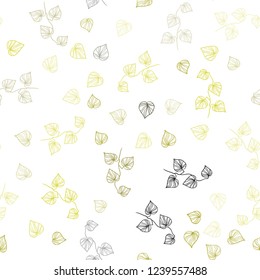 Dark Green, Yellow vector seamless abstract background with leaves. New colorful illustration in doodle style with leaves. Design for textile, fabric, wallpapers.