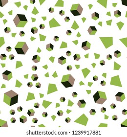 Dark Green, Yellow vector seamless, isometric template with crystals, squares. Glitter abstract illustration with squares, lines. Texture for window blinds, curtains.