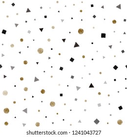 Dark Green, Yellow vector seamless background with triangles, circles, cubes. Decorative design in abstract style with lines, dots, cubes. Design for textile, fabric, wallpapers.
