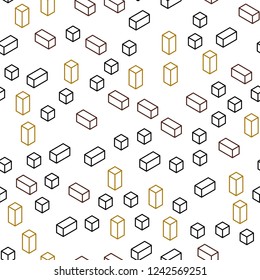 Dark Green, Yellow vector seamless, isometric backdrop with rhombus. Illustration with set of colorful rectangles. Pattern for trendy fabric, wallpapers.