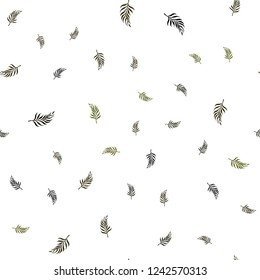 Dark Green, Yellow vector seamless abstract background with leaves. leaves on blurred abstract background with gradient. Pattern for design of window blinds, curtains.