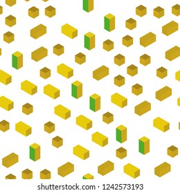 Dark Green, Yellow vector seamless, isometric cover in polygonal style. Glitter abstract illustration with rectangular shapes. Pattern for trendy fabric, wallpapers.