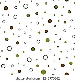 Dark Green, Yellow vector seamless layout with circle shapes. Glitter abstract illustration with blurred drops of rain. Template for business cards, websites.