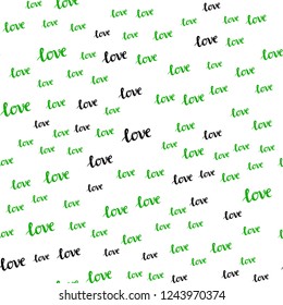 Dark Green, Yellow vector seamless template with text LOVE YOU. Phrase LOVE YOU with colorful gradient in abstract style. Design for wallpaper, fabric makers.