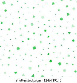 Dark Green, Yellow vector seamless backdrop with lines, circles, rhombus. Glitter abstract illustration with spheres, squares, lines. Pattern for trendy fabric, wallpapers.