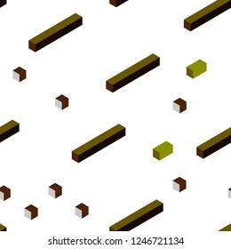 Dark Green, Yellow vector seamless, isometric pattern in square style. Abstract gradient illustration with rectangles. Texture for window blinds, curtains.
