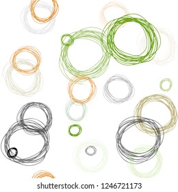 Dark Green, Yellow vector seamless layout with circle shapes. Modern abstract illustration with colorful water drops. Design for textile, fabric, wallpapers.