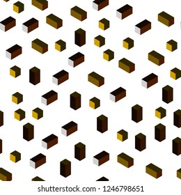 Dark Green, Yellow vector seamless, isometric pattern in square style. Abstract gradient illustration with rectangles. Texture for window blinds, curtains.