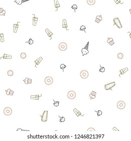 Dark Green, Yellow vector seamless cover with cuisine gourmet. Illustration with set of fresh food in doodle style. Pattern for ads of breakfast, lunch, dinner.