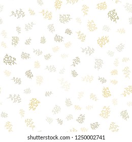 Dark Green, Yellow vector seamless natural backdrop with leaves, branches. Doodle illustration of leaves and branches in Origami style. Pattern for design of fabric, wallpapers.