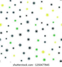 Dark Green, Yellow vector seamless background with xmas snowflakes. Modern geometrical abstract illustration with snowflakes. Design for textile, fabric, wallpapers.