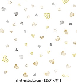 Dark Green, Yellow vector seamless cover with Shining hearts. Blurred decorative design in doodle style with hearts. Template for Valentine's greeting postcards.