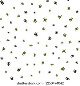 Dark Green, Yellow vector seamless template with ice snowflakes. Colorful snowflakes with gradient on abstract background. Texture for window blinds, curtains.
