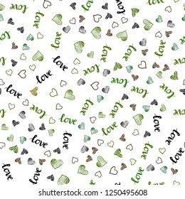 Dark Green, Yellow vector seamless template with text LOVE YOU, hearts. Colorful illustration with quote LOVE YOU, hearts. Pattern for trendy fabric, wallpapers.